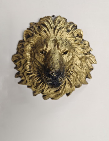 Aslan Kafası Dekoratif Duvar Tasarımı - Gold Eskitme - Özel Tasarım