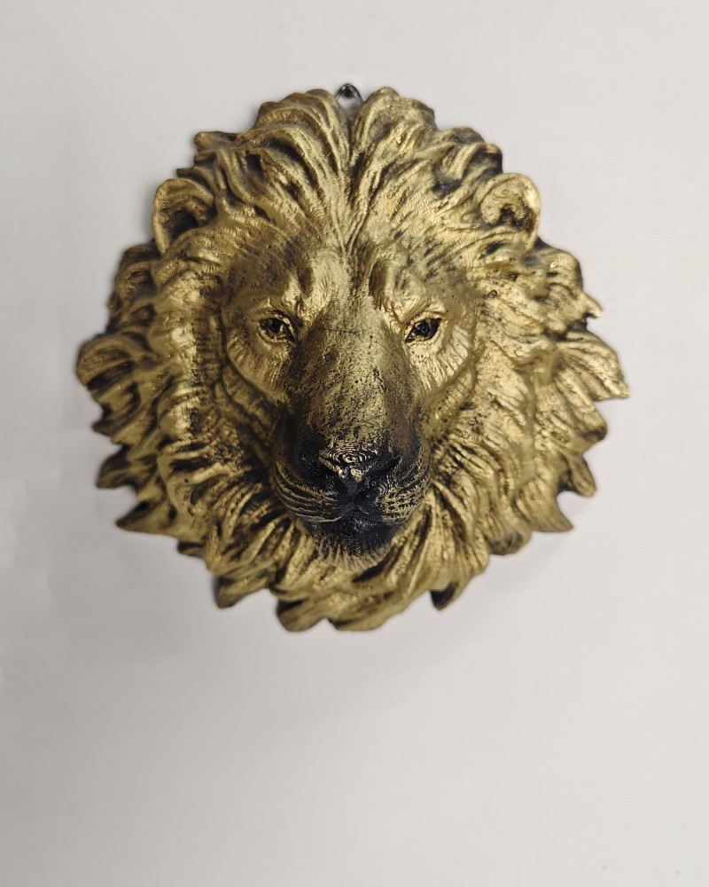 Aslan Kafası Dekoratif Duvar Tasarımı - Gold Eskitme - Özel Tasarım Aslan Kafası Dekoratif Duvar Tasarımı - Gold Eskitme - Özel Tasarım