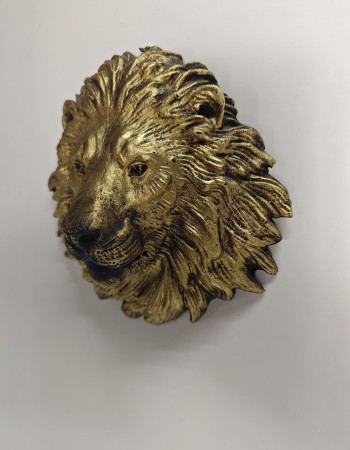 Aslan Kafası Dekoratif Duvar Tasarımı - Gold Eskitme - Özel Tasarım