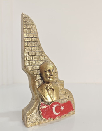 Atatürk Dekoratif Biblo - Gold Eskitme - Masaüstü