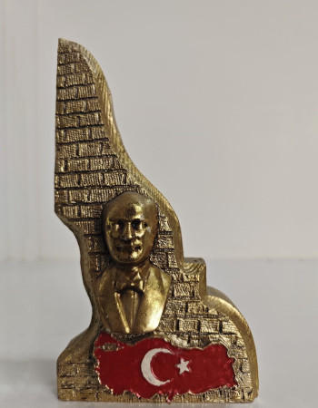Atatürk Dekoratif Biblo - Gold Eskitme - Masaüstü