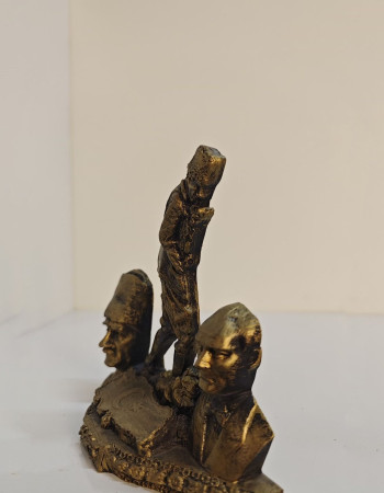 Atatürk Dekoratif Biblo - Üçlü Masaüstü - Gold Eskitme