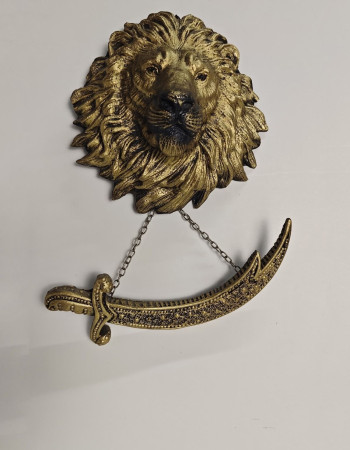 Zülfikar Swordsman Lion - Gold Antique - Special Design Zülfikar Swordsman Lion - Gold Antique - Special Design