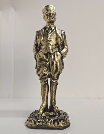 Atatürk Dekoratif Biblo - Gold Eskitme - Masaüstü