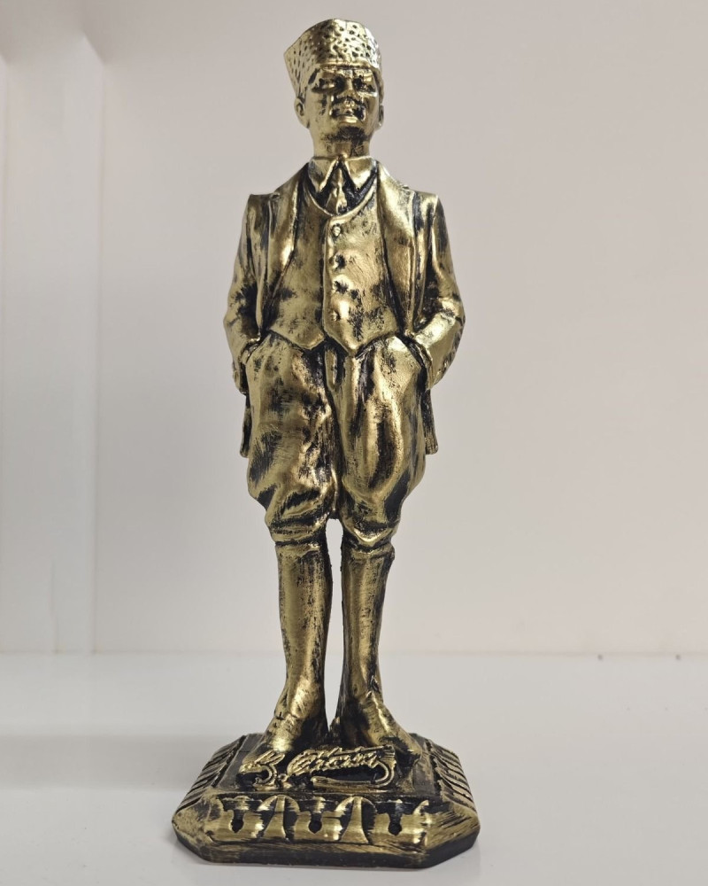 Atatürk Dekoratif Biblo - Gold Eskitme - Masaüstü