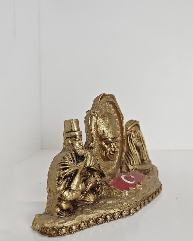Hacı Bektaş Hazreti Ali Atatürk Bust Desktop Triple Combination - Gold Antique Hacı Bektaş Hazreti Ali Atatürk Bust Desktop Triple Combination - Gold Antique