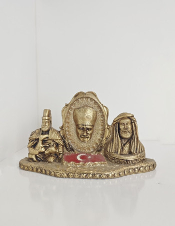 Hacı Bektaş Hazreti Ali Atatürk Bust Desktop Triple Combination - Gold Antique Hacı Bektaş Hazreti Ali Atatürk Bust Desktop Triple Combination - Gold Antique