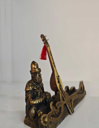 Hacı Bektaş Reeded Business Card Holder Zülfikar Sword Figurine - Gold Antique Hacı Bektaş Reeded Business Card Holder Zülfikar Sword Figurine - Gold Antique