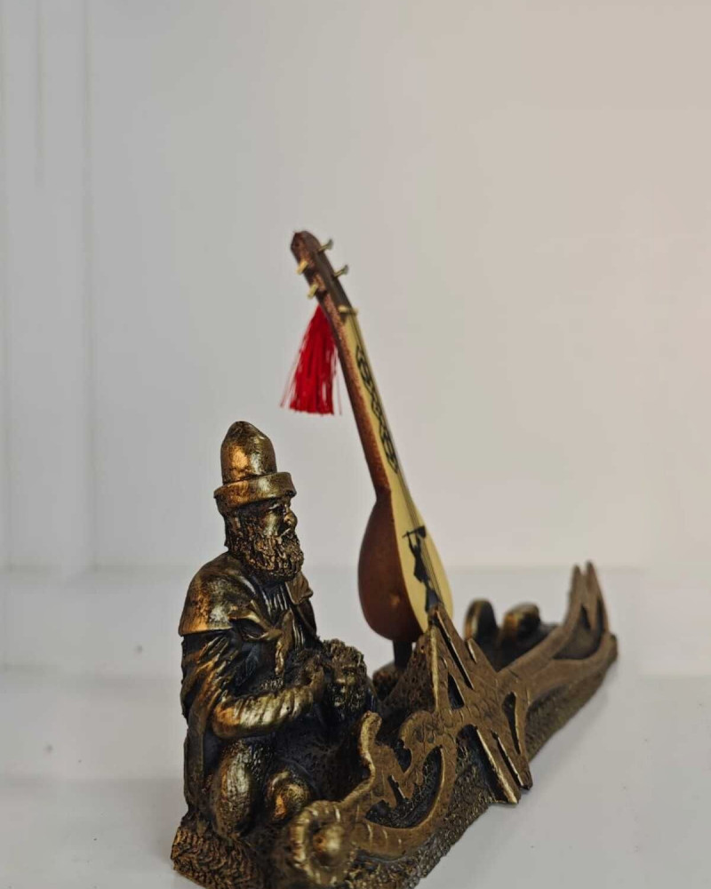 Hacı Bektaş Reeded Business Card Holder Zülfikar Sword Figurine - Gold Antique Hacı Bektaş Reeded Business Card Holder Zülfikar Sword Figurine - Gold Antique