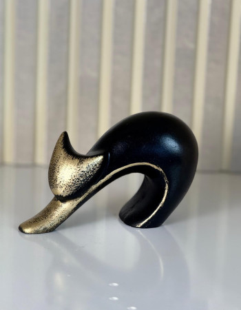 Bohemian Special Design Cat Black & Gold Design Figurine Sculpture Bohemian Special Design Cat Black & Gold Design Figurine Sculpture