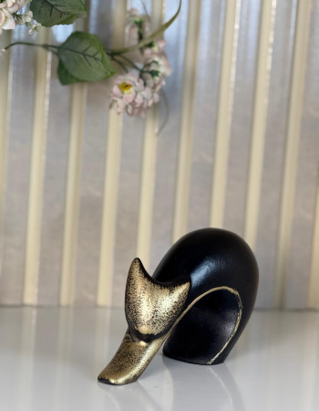 Bohemian Special Design Cat Black & Gold Design Figurine Sculpture Bohemian Special Design Cat Black & Gold Design Figurine Sculpture