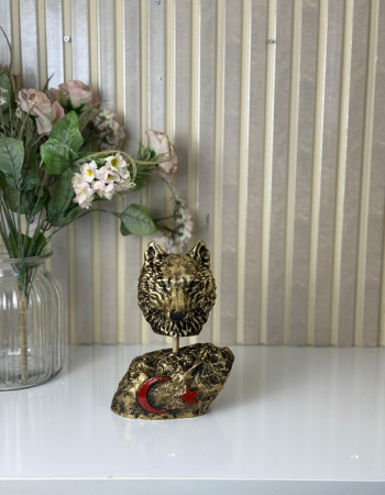 Wolf Head Grey Wolf Gold Antique Figurine Sculpture Special Design Wolf Head Grey Wolf Gold Antique Figurine Sculpture Special Design