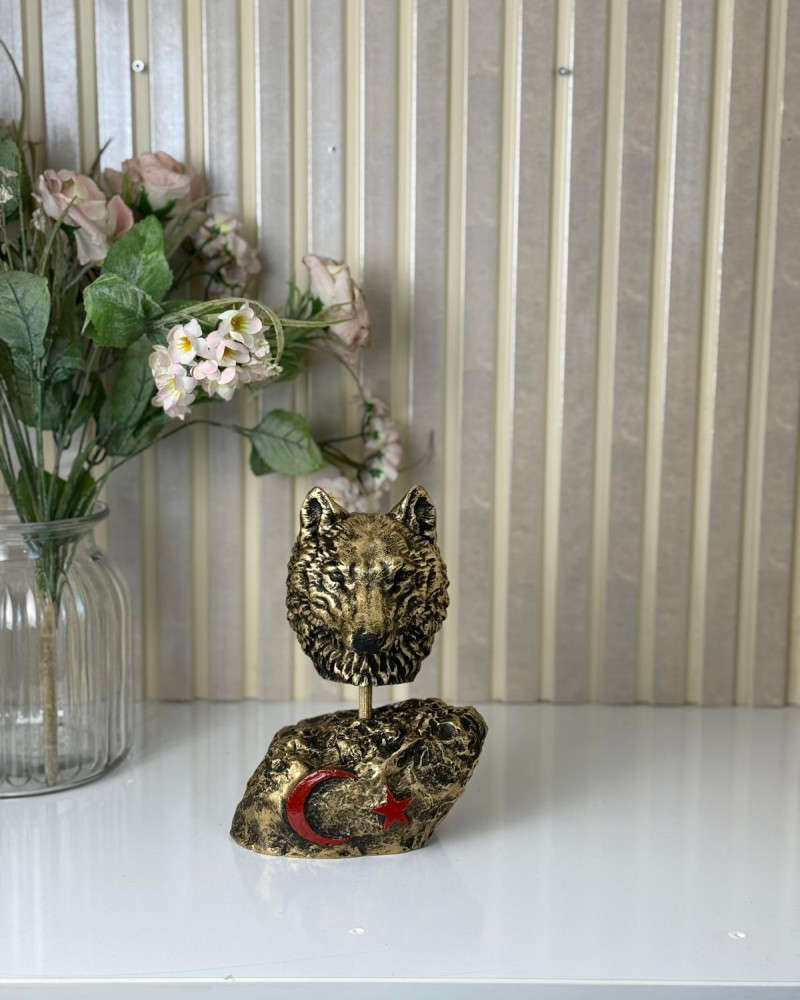 Wolf Head Grey Wolf Gold Antique Figurine Sculpture Special Design Wolf Head Grey Wolf Gold Antique Figurine Sculpture Special Design