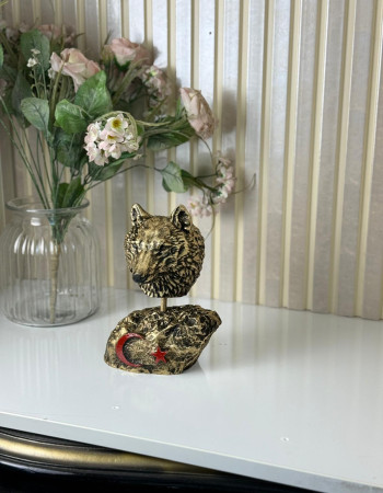 Wolf Head Grey Wolf Gold Antique Figurine Sculpture Special Design Wolf Head Grey Wolf Gold Antique Figurine Sculpture Special Design