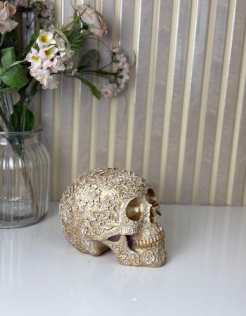 Special Design Gold Antique Patterned Skull Figurine