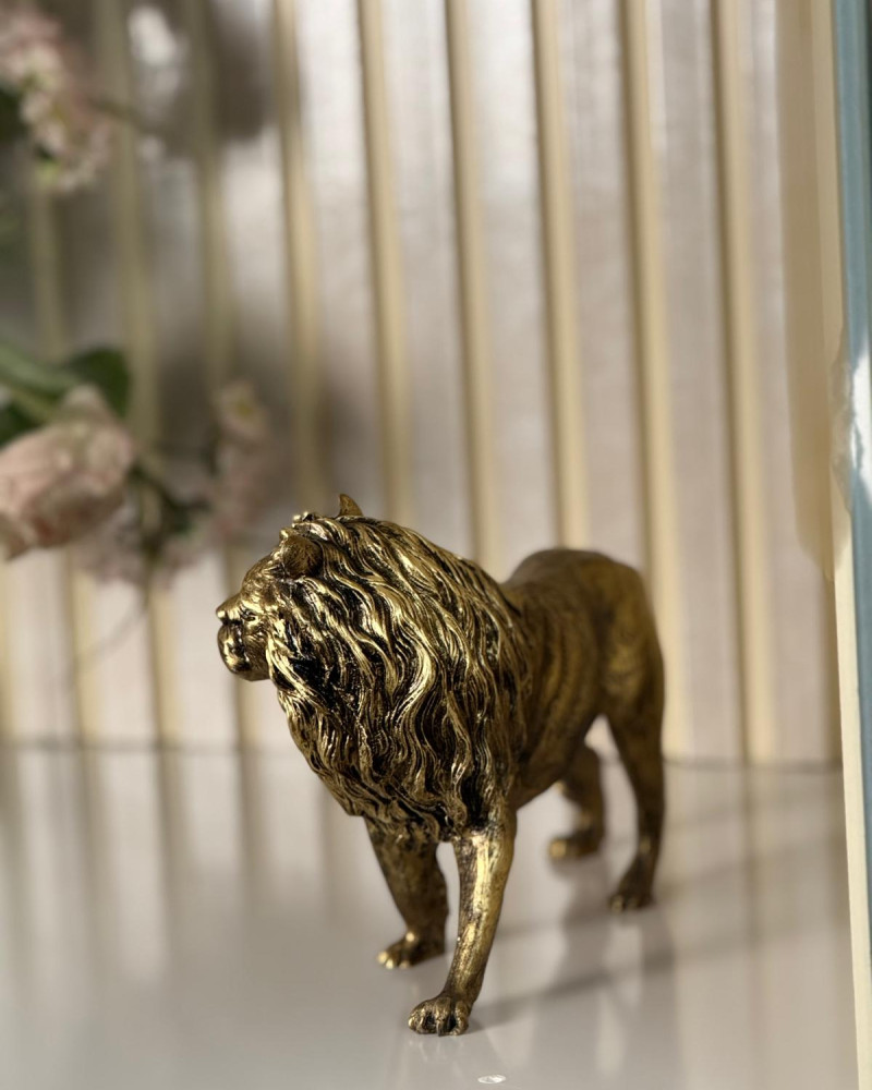 Aslan Ayakta Gold Eskitme Dekoratif Heykel Biblo - Özel Tasarım Aslan Ayakta Gold Eskitme Dekoratif Heykel Biblo - Özel Tasarım