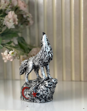 Special Design Howling Wolf Grey Wolf Statue Figurine - Gold and Silver Antique Options
