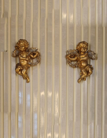 Özel Tasarım Çift, Kanatlı Gold Eskitme Bebek Melek Dekoru Özel Tasarım Çift, Kanatlı Gold Eskitme Bebek Melek Dekoru