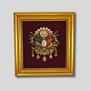 Specially Designed Framed Ottoman Coat of Arms Painting with Gold Antique Detail and Burgundy Background