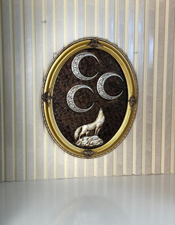 Howling Grey Wolf Moon Logo Flag Patterned Circle Painting