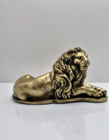 Özel Tasarım Aslan Dekoratif Heykel Biblo - Altın & Gümüş Eskitme