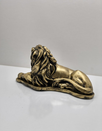 Özel Tasarım Aslan Dekoratif Heykel Biblo - Altın & Gümüş Eskitme