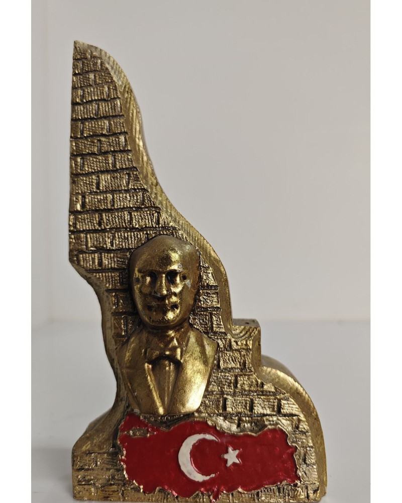 Atatürk Dekoratif Biblo - Gold Eskitme - Masaüstü Atatürk Dekoratif Biblo - Gold Eskitme - Masaüstü