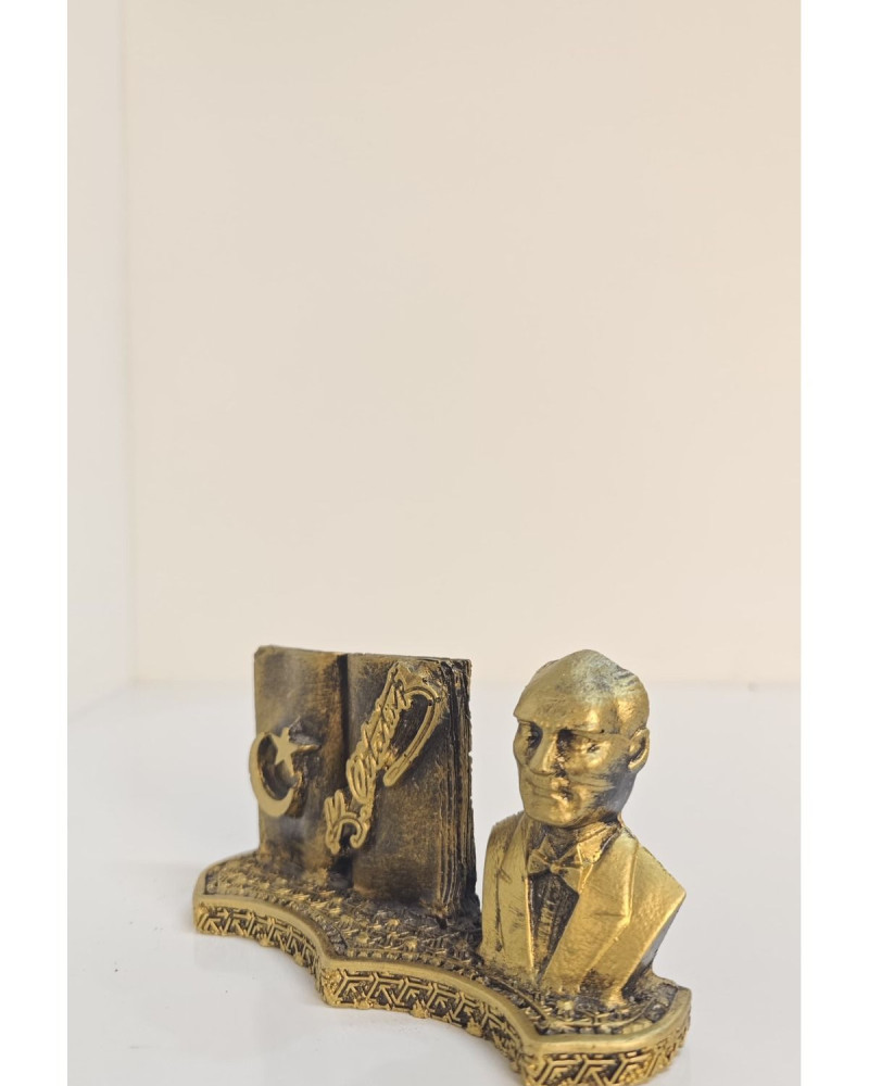 Atatürk Decorative Figurine with Book - Gold Antique - Desktop Atatürk Decorative Figurine with Book - Gold Antique - Desktop