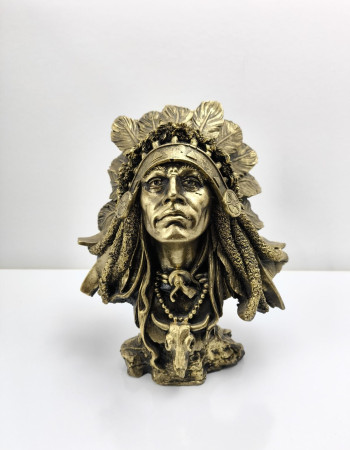 Special Design Native American Male Bust - Gold Antique Colored Special Design Native American Male Bust - Gold Antique Colored