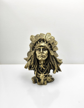 Special Design Native American Male Bust - Gold Antique Colored Special Design Native American Male Bust - Gold Antique Colored