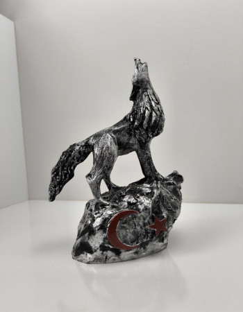 Special Design Howling Wolf Grey Wolf Statue Figurine - Gold and Silver Antique Options