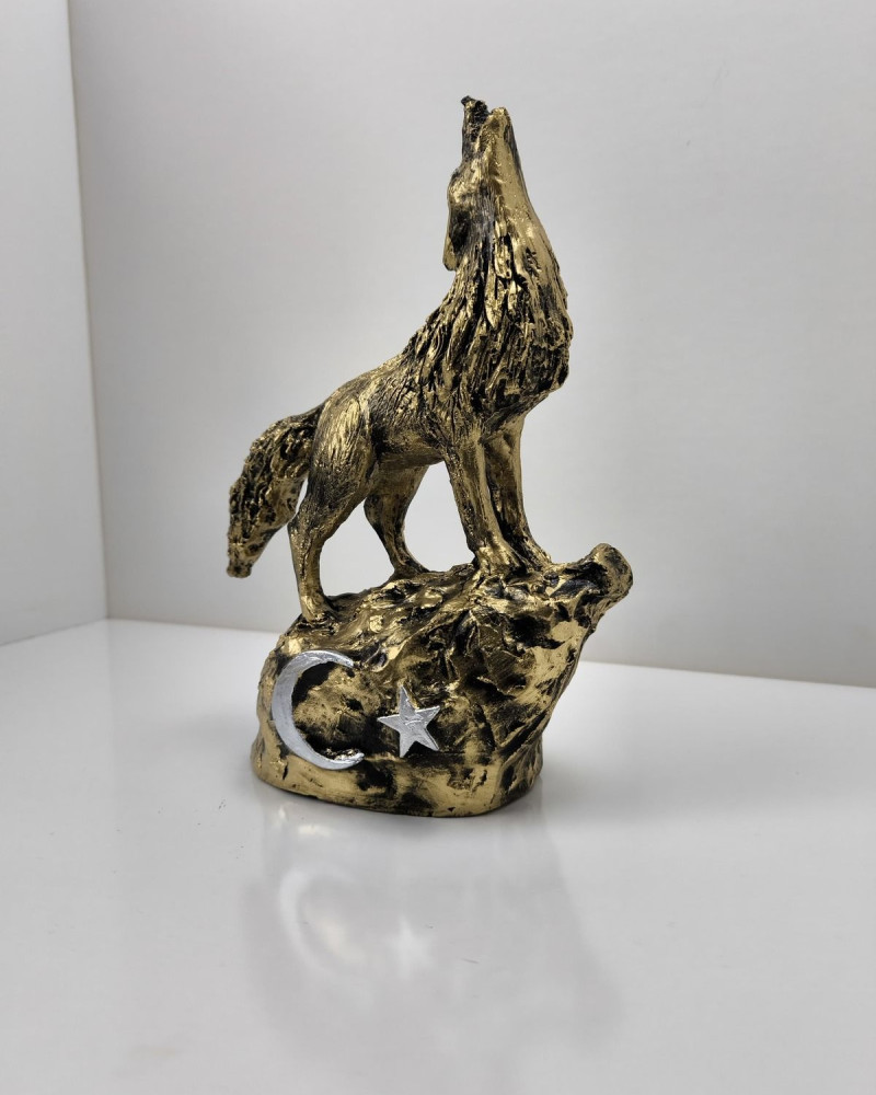 Special Design Howling Wolf Grey Wolf Statue Figurine - Gold and Silver Antique Options Special Design Howling Wolf Grey Wolf Statue Figurine - Gold and Silver Antique Options