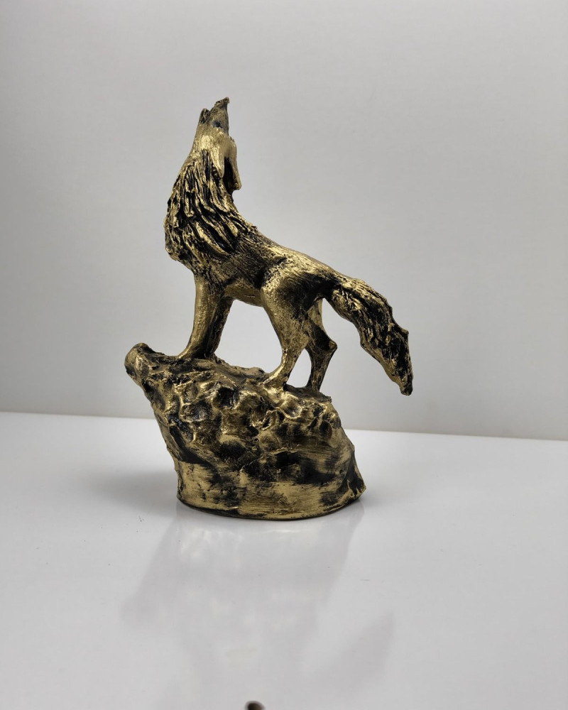 Special Design Howling Wolf Grey Wolf Statue Figurine - Gold and Silver Antique Options Special Design Howling Wolf Grey Wolf Statue Figurine - Gold and Silver Antique Options