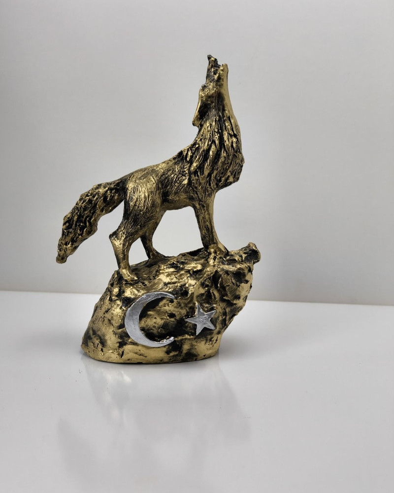 Special Design Howling Wolf Grey Wolf Statue Figurine - Gold and Silver Antique Options Special Design Howling Wolf Grey Wolf Statue Figurine - Gold and Silver Antique Options
