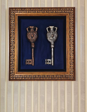 Özel Tasarım Çerçeve Mavi Zeminli Çilftli Anahtar Tablo