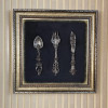 Specially Designed Framed Kitchen Dining Room Design with Fork, Spoon and Knife Detailed Painting