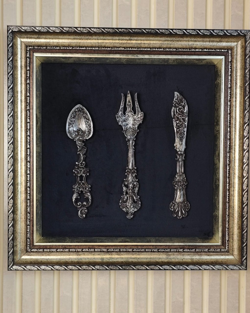 Specially Designed Framed Kitchen Dining Room Design with Fork, Spoon and Knife Detailed Painting Specially Designed Framed Kitchen Dining Room Design with Fork, Spoon and Knife Detailed Painting