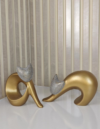 Bohemian Special Design Double Cat Gold Design Figurine Sculpture Bohemian Special Design Double Cat Gold Design Figurine Sculpture