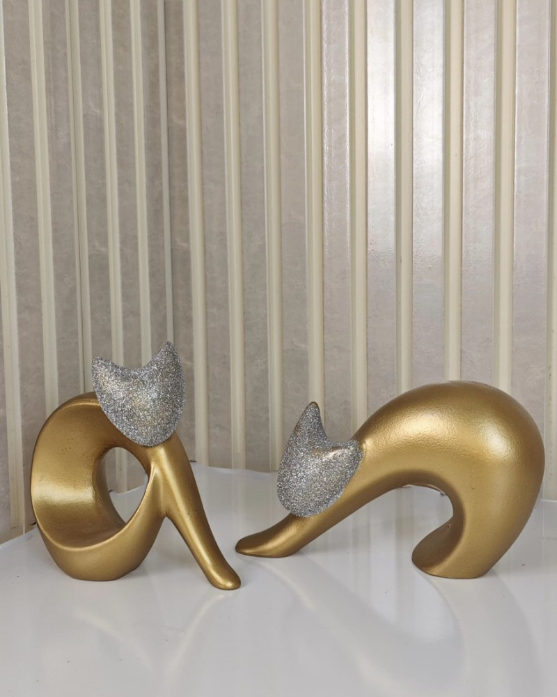 Bohemian Special Design Double Cat Gold Design Figurine Sculpture Bohemian Special Design Double Cat Gold Design Figurine Sculpture